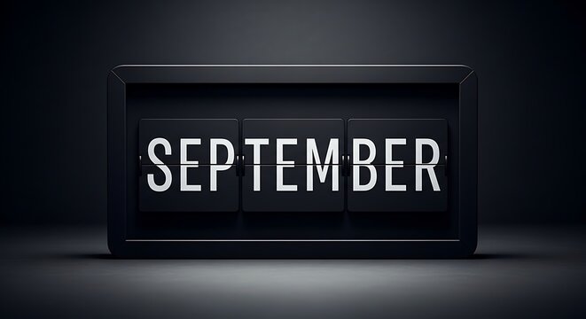 A mechanical black calendar displays "SEPTEMBER" on a dark background