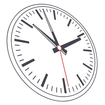 A clock with black hands and red second hand