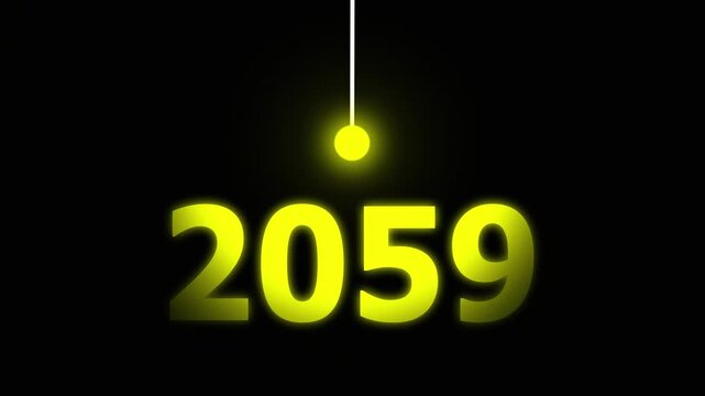 Yellow Idea Lighting Up 2059 &ndash; Futuristic New Year Concept Symbolizing Innovation, Hope, Strategy and Forward Thinking Success.