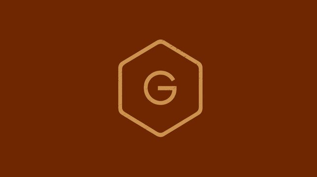 Minimalist Geometric Hexagon Icon with Stylized Letter G on a Warm Brown Background for Branding Design