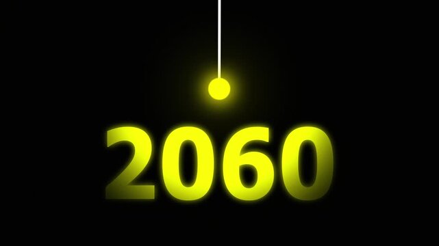 Yellow Idea Lighting Up 2060 &ndash; Futuristic New Year Concept Symbolizing Innovation, Hope, Strategy and Forward Thinking Success.