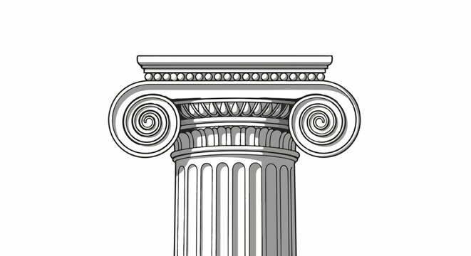 A detailed illustration of an Ionic column capital with volutes and fluting