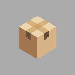 Obraz premium Isometric cardboard box package delivery icon
