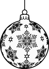 Fototapeta premium Ornate Christmas ornament with snowflake designs and star accents, hanging