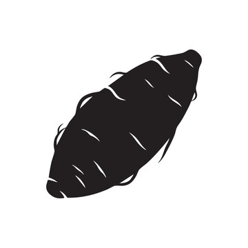 Sweet potato silhouette vector illustration isolated on white background root vegetable for cooking healthy food nutrition ingredient for recipes food graphic design element
