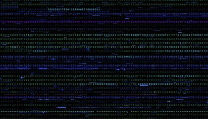 Digital matrix code flows across a dark futuristic interface screen