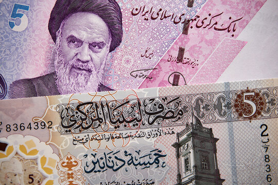 dinar libijski i rial irański, banknoty