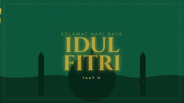 Selamat Hari Raya Idul Fitri 1447 H Greeting on Green Background