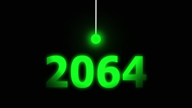 Green Idea Lighting Up 2064 &ndash; Futuristic New Year Concept Symbolizing Innovation, Hope, Strategy and Forward Thinking Success.