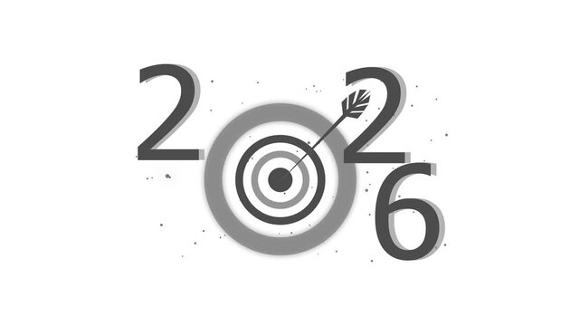 2026 concentric target numeric graphic animation, Stylized 2026 numeric graphic with concentric target rings