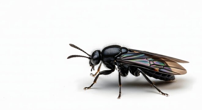 Close up view of black soldier fly insect
