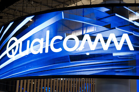Barcelona, Spain - 02.03.206: the microchip and mobile processors maker Qualcomm logo is seen on display