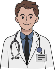 Fototapeta premium Medical Staff and Healthcare Equipment Cute Cartoon Illustration Set