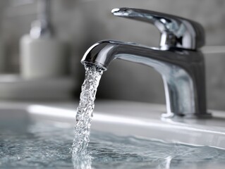 Chrome Faucet Flowing Water - Clean, Refreshing, and Essential Resource.