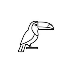 Obraz premium Minimalist line art illustration of a toucan bird perched on a branch