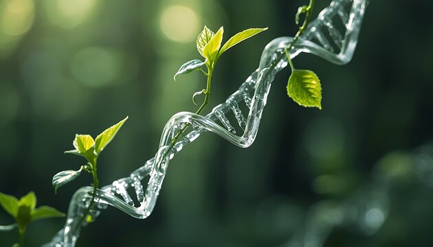 Dna double helix tropical  bond on the jungle sunshine reflection