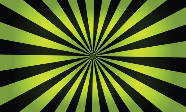 Bright green and dark black rays extend from the center producing a vivid dynamic scene