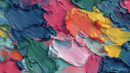 Obraz premium Dynamic Textured Colorful Paint Surface with Bold Strokes, Creating an Abstract Artistic Landscape Background