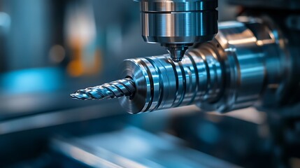 Fototapeta premium Close-up of industrial milling machine cutting tool in action