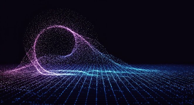 Conceptual representation of shifting points in space, demonstrating geometric instability, transition, and movement vectors on a grid, chaos, separation, space