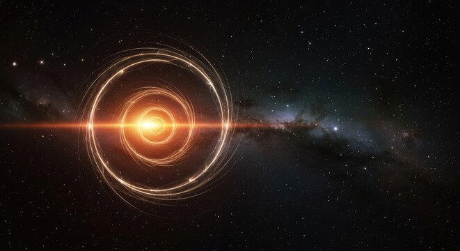 Conceptual visualization of infinite time represented by a glowing abstract spiral flow against a deep space background, symbolizing perpetuity, symbol, spirituality, endless