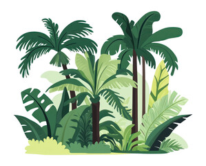 Naklejka premium PNG Tropical-forest vector flat illustration vegetation jungle.