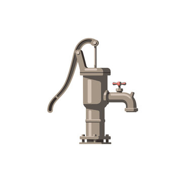 A vector illustration of a classic manual cast-iron water hand pump