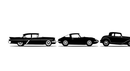 Obraz premium Vintage Cars Silhouettes