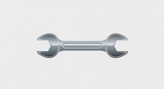 Minimalist double ended wrench logo on gray background for repair and maintenance services