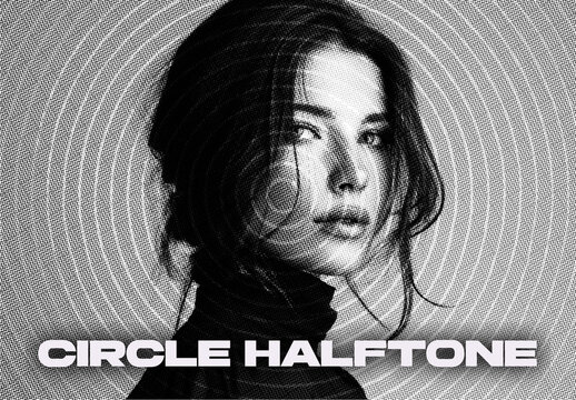 Classic Monochrome Circle Halftone Photo Effect