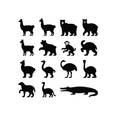 Obraz premium Variety of animal silhouettes arranged in a grid pattern silhouette