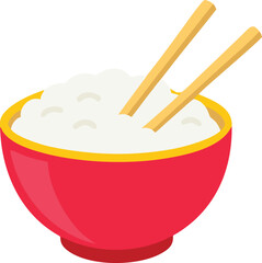 Bowl of White Rice with Chopsticks Ready to Eat Asian Cuisine Food