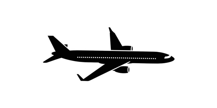 A detailed illustration of a commercial jetliner in mid-flight with windows visible Vector