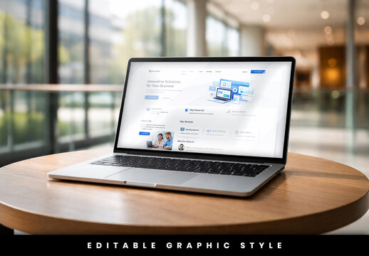 Office Screen Laptop Mockup