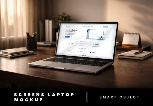 Warm Wooden Screen Laptop Mockup