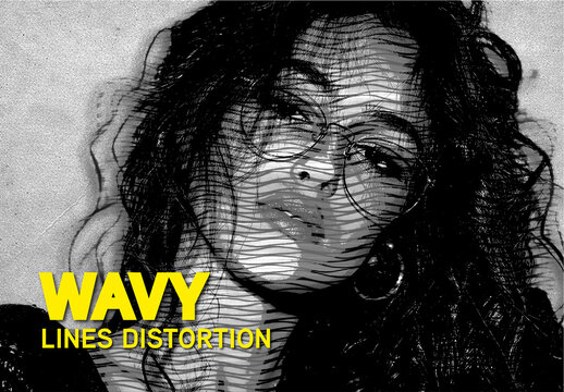 Wavy Lines Distortion Effect Mockup