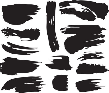 Hand Drawn Brush Stroke Set, Abstract Ink Scribbles and Doodle Lines Collection, Black Marker and Paint Strokes Isolated on White Background.