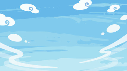 ゆるい雰囲気の和風の空の背景イラスト_16:9