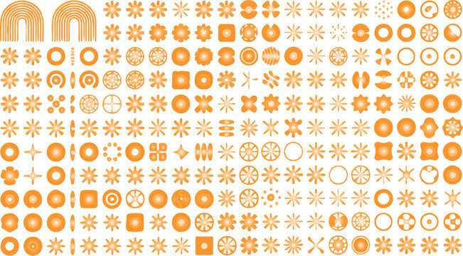 Orange Geometric Ornaments and Abstract Symbols Pattern