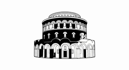 Obraz premium Ornate circular building with arches, windows, and a domed top