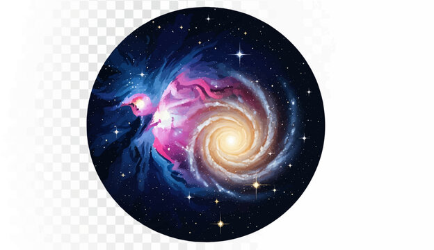 Vivid spiral galaxy with colorful nebula and sparkling stars, cosmic wonder