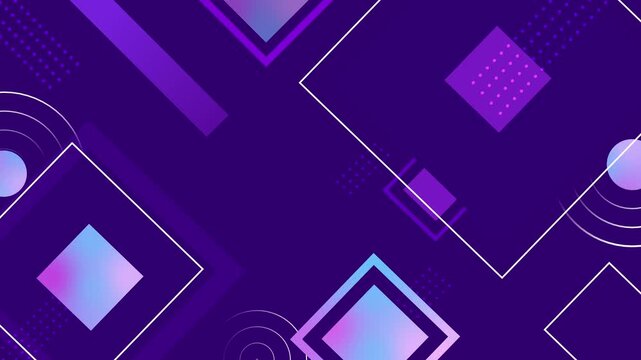 Abstract geometric background with neon gradient squares and diagonal lines animation