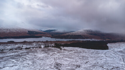 Arial drone view from Loch Tulla. Scotland, UK. © Sonny