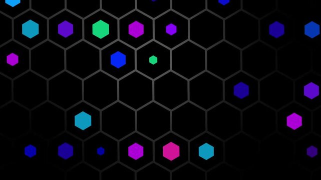 Neon hexagon honeycomb pattern background animation