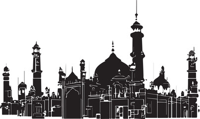 Fototapeta premium Lahore City Skyline Silhouette - Badshahi, Minar-e-Pakistan & Fort