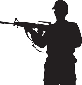 M16 Rifle Side Profile Silhouette - Military Service Icon