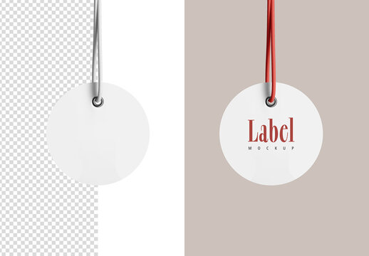 Round Paper Clothing Label Tag Mockup Isolated