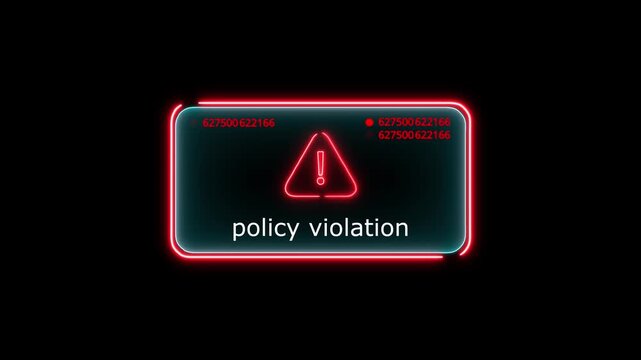 policy violation computer hacking warning, message hacked alert warning hacked alert blackmailing virus, countdown until deletion computer security alert on black.4k 