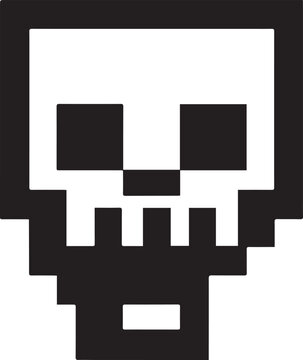 Minecraft Skeleton Mob Head Logo - Pixel Bone Face Emblem