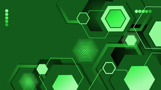 Abstract dark background with layered hexagons geometric modern tech pattern animation